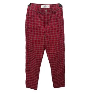 Hollister Red Plaid Pants California Ultra High Rise Advanced Stretch Tartan XS